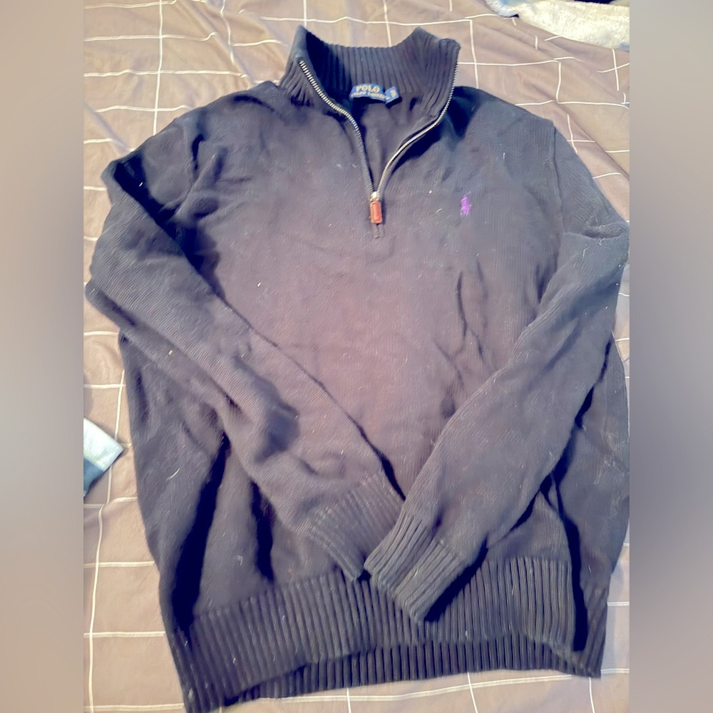 Polo black zip up size large EUC